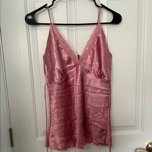 Julie's Closet Pink Satin Lace Cami